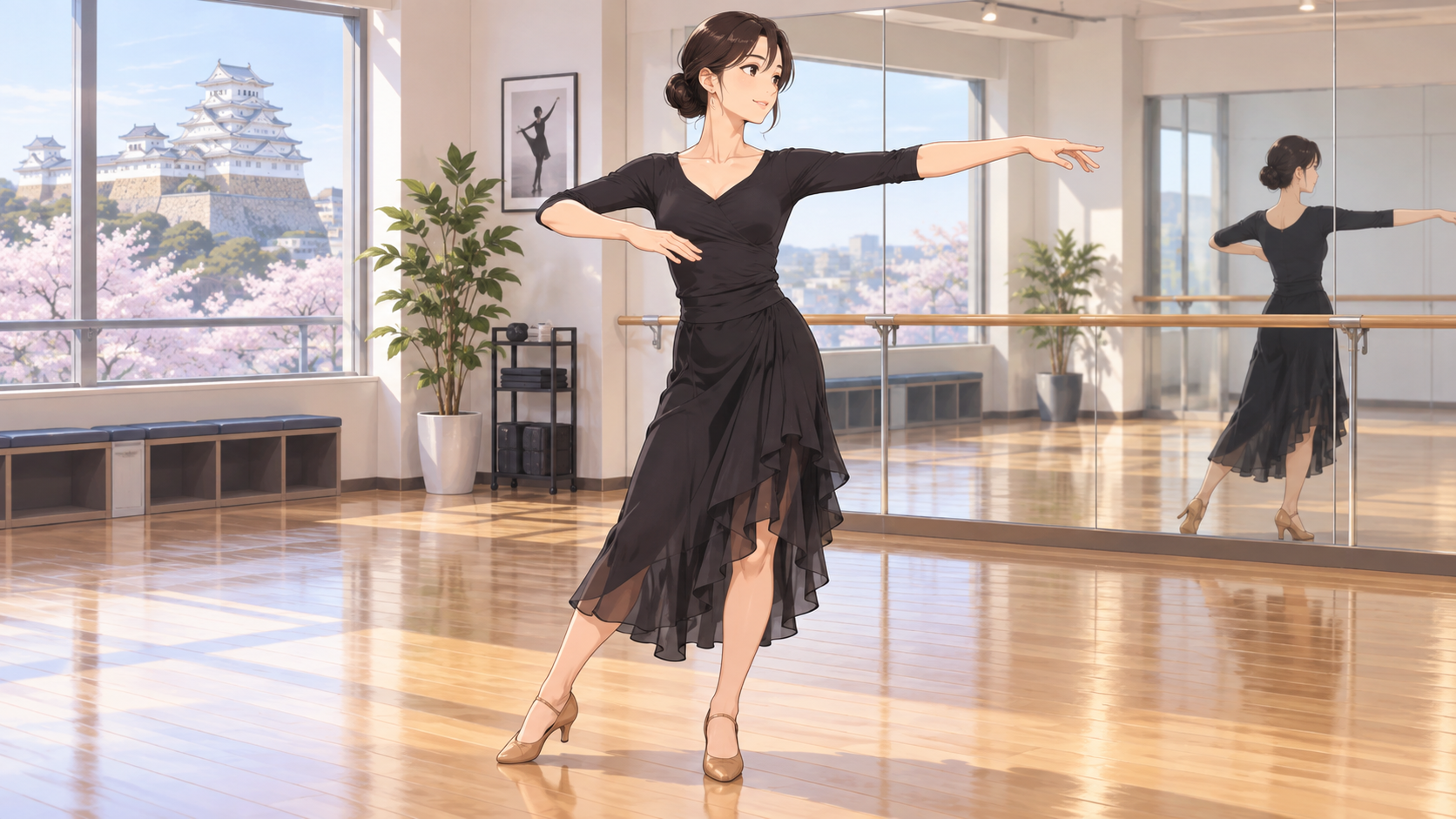 K-POPダンスの姿勢と動きを練習するイメージ