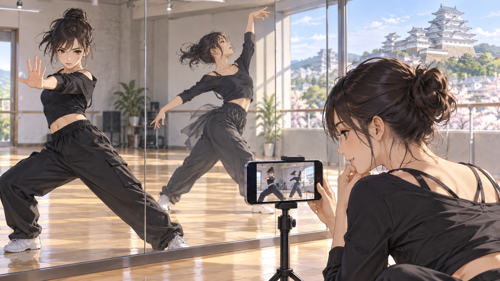 ダンスの形・重心・タイミングを確認するイメージ