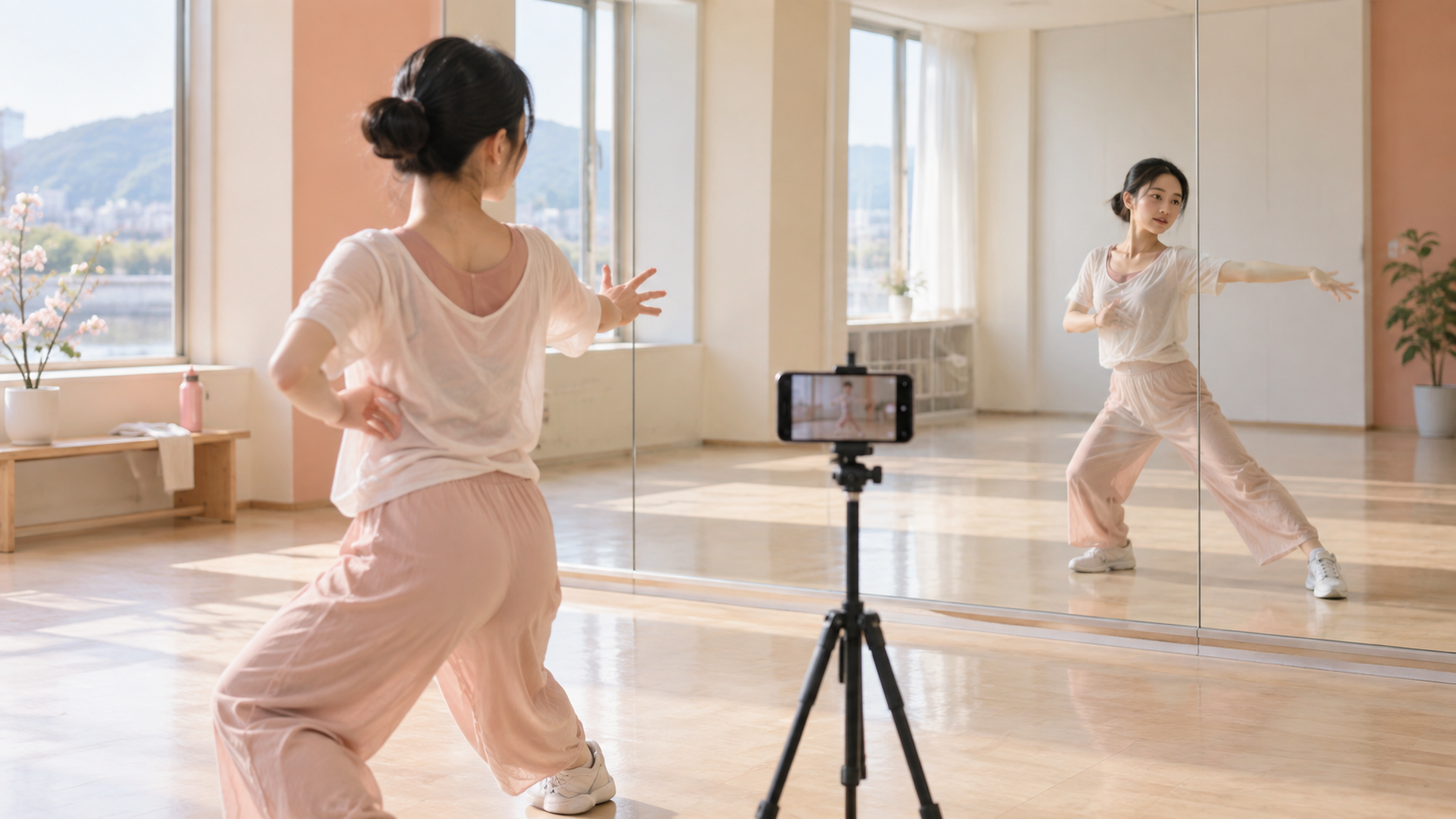 ダンスの形・重心・タイミングを確認するイメージ