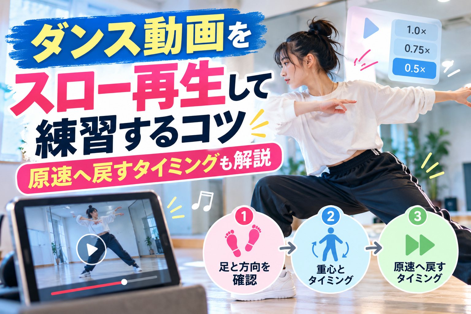 【岡山】ダンス動画をスロー再生して練習するコツ｜原速へ戻すタイミングも解説