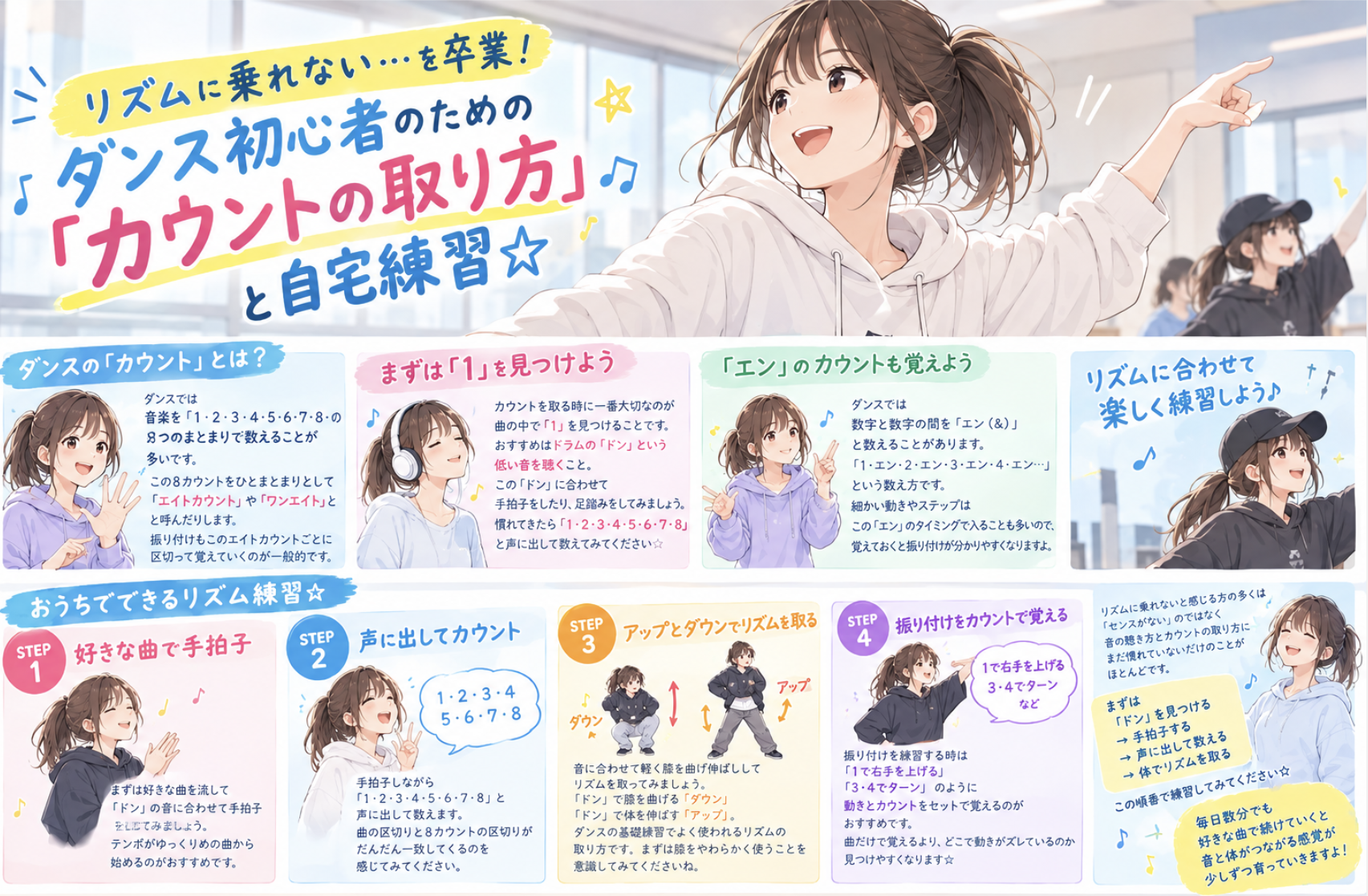 リズムに乗れない…を卒業！ダンス初心者のための「カウントの取り方」と自宅練習☆