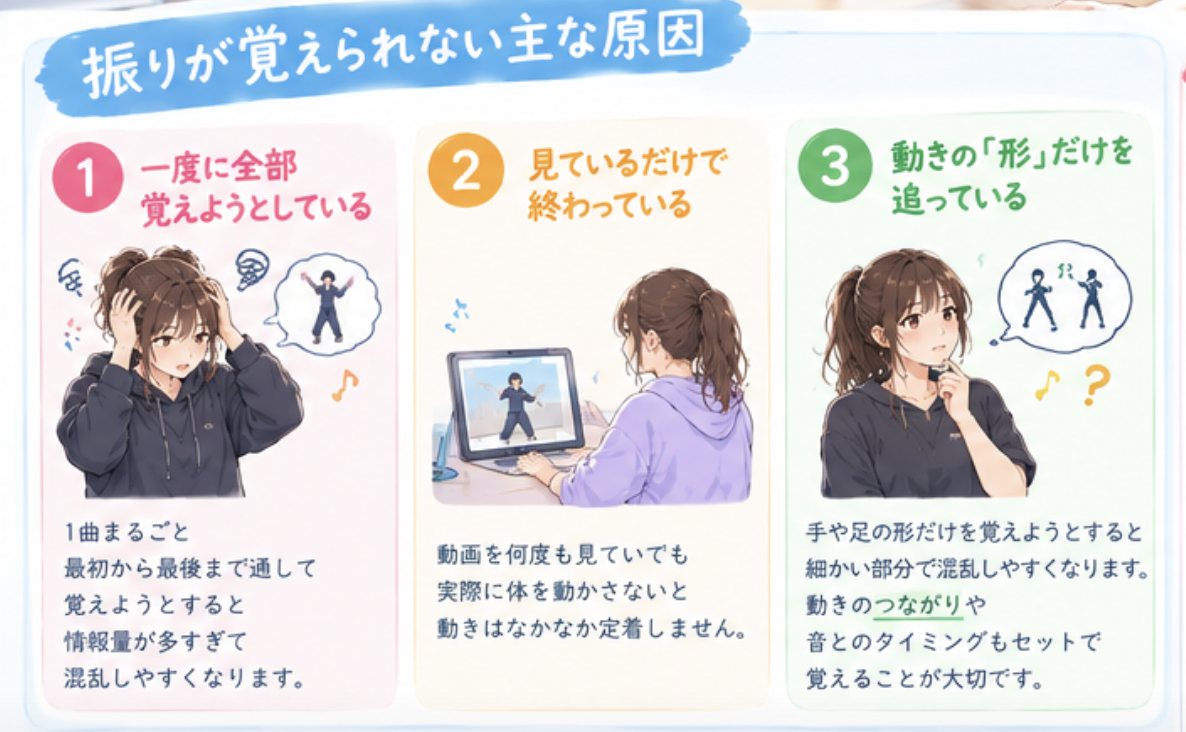振り付けがなかなか覚えられない人へ！振り覚えが早くなる練習のコツ☆